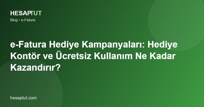 e-Fatura Hediye Kampanyaları: Hediye Kontör ve Ücretsiz Kullanım Ne Kadar Kazandırır?