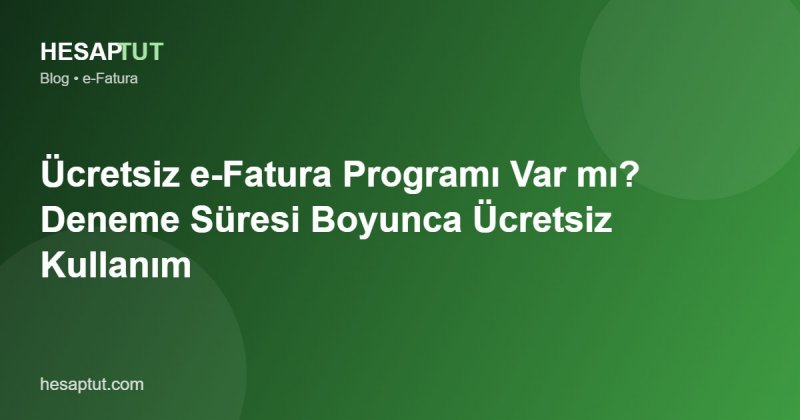 Ücretsiz e-Fatura Programı Var mı? Deneme Süresi Boyunca Ücretsiz Kullanım