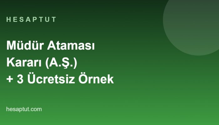 Anonim Şirkette Müdür Ataması Kararı: Ücretsiz 3 Örnek Karar Metni